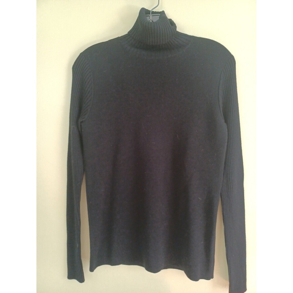 J. Crew black merino wool turtleneck sweater womens M classic minimalist top